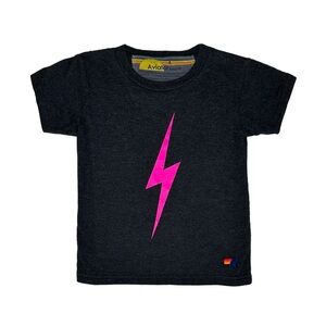 BOLT BOYFRIEND TEE - BLACK // NEON PINK